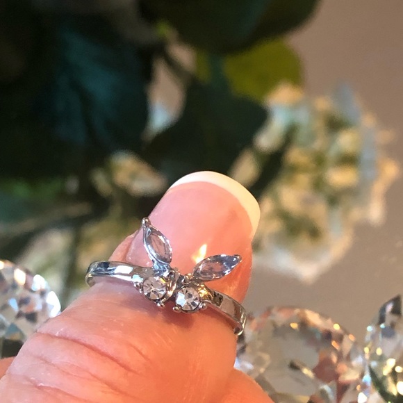 NEW Butterfly ring silver 925 white sapphire - Picture 3 of 5